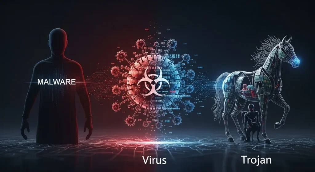 Malware vs Virus vs Trojan: The Real Difference Most People Get Completely Wrong